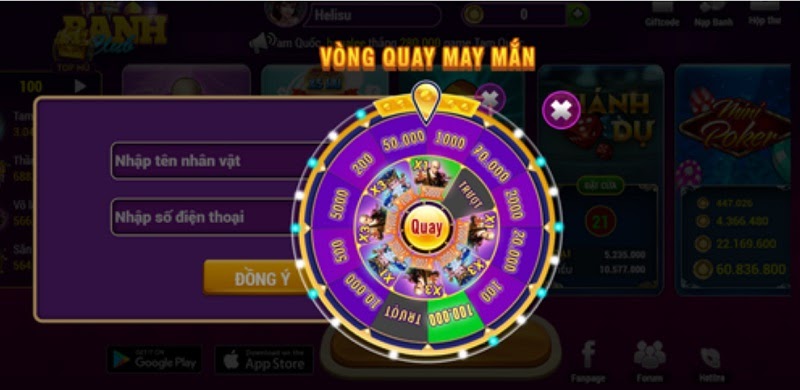 Vòng quay may mắn tại cổng game Banh win