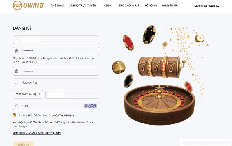 Dễ dàng thực hiện việc đăng ký tài khoản tại nhà cái UWin71 