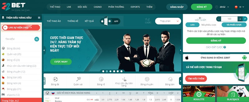 Nhà cái 22Bet uy tín bậc nhất hiện nay