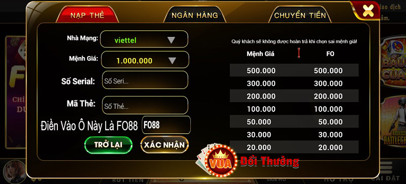 Nạp tiền Fo88 Club