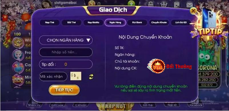 Tip68 nạp rút tiền